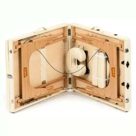 Стол массажный MET Comfort W3, артикул 18451, 3-х секционный складной на буковом каркасе с регулировкой высоты, кремовый