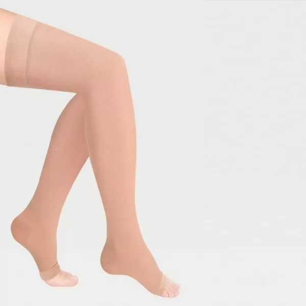 Чулки компрессионные IDEALISTA ID-310 унисекс 1 класс компрессии с открытым носком и гладкой резинкой цвет карамель 