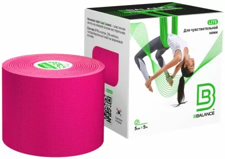 Кинезио-тейп BBalance Lite для чувствительной кожи (5м*5см) розовый
