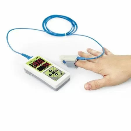 Пульсоксиметр портативный МЕДПЛАНТ Окситест-1 с сетевым адаптером и взрослым датчиком, артикул 916