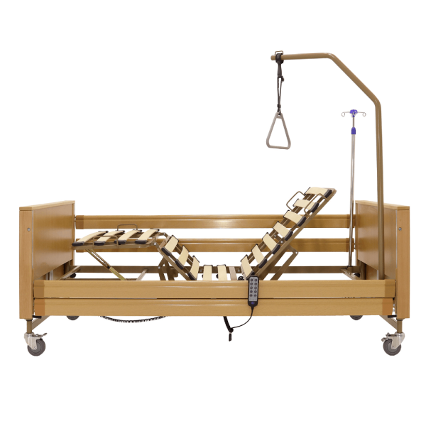 Кровать электрическая MED-MOS YG-1 ЛДСП светлое дерево с деревянными ламелями и регулировкой высоты